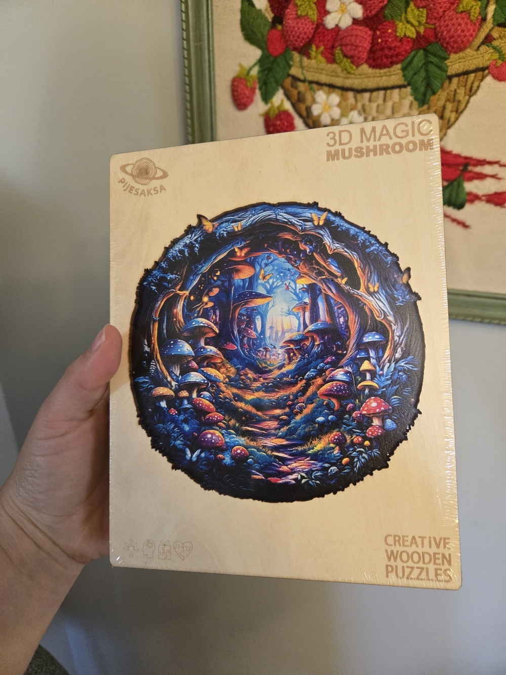 New Sealed 3D Magic Mushroom Wooden Puzzle by Pjesaksa — Blue & Orange